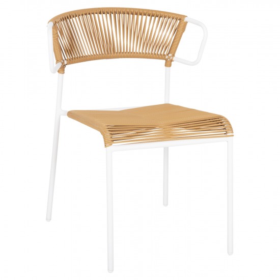 ΚΑΡΕΚΛΑ SUKI ΜΕΤΑΛΛO ΛΕΥΚΟ KAI ΣΥΝΘ. RATTAN ΣΕ ΦΥΣΙΚΟ 54x62x80Υεκ