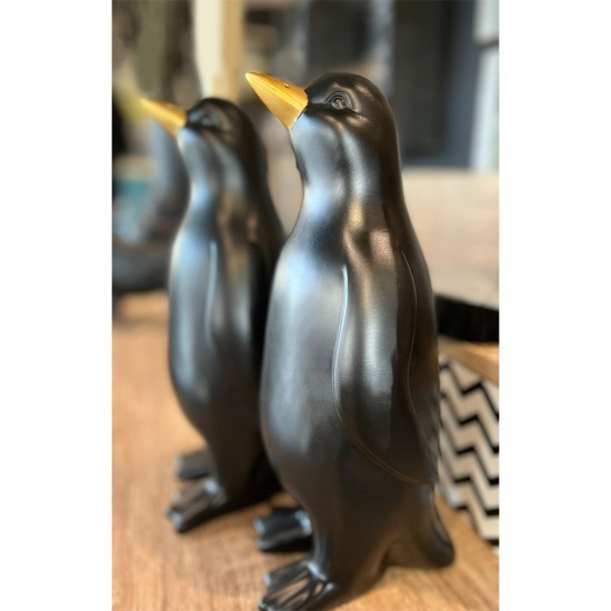 PENGUIN DECO ΠΙΝΓΚΟΥΙΝΟΣ POLYRESIN ΜΑΥΡΟ ΧΡΥΣΟ 13x13xH29cm