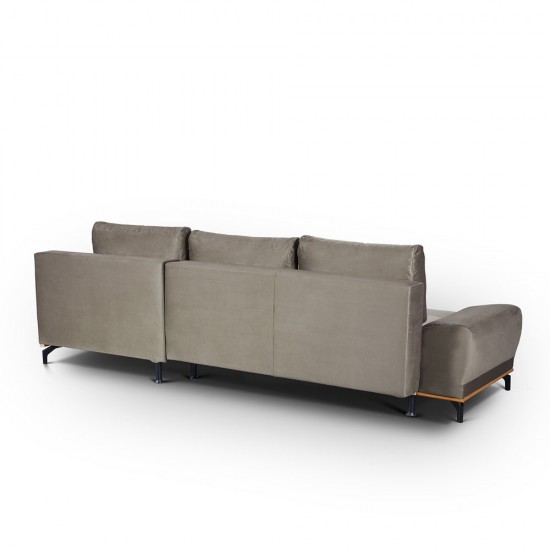 NATURA ΚΑΝΑΠΕΣ ΚΡΕΒΑΤΙ ΓΩΝΙΑ ΔΕΞΙΑ TAUPE 283x164xH90cm