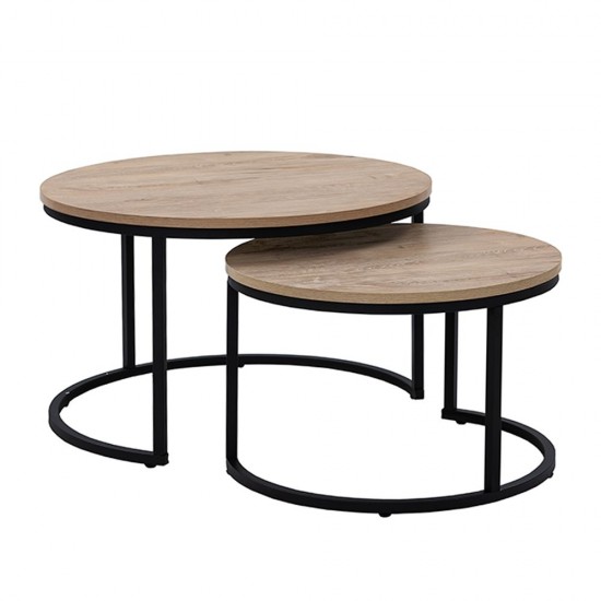 MINO COFFEE TABLE SONOMA ΜΑΥΡΟ D74/59xΗ47/38,5cm