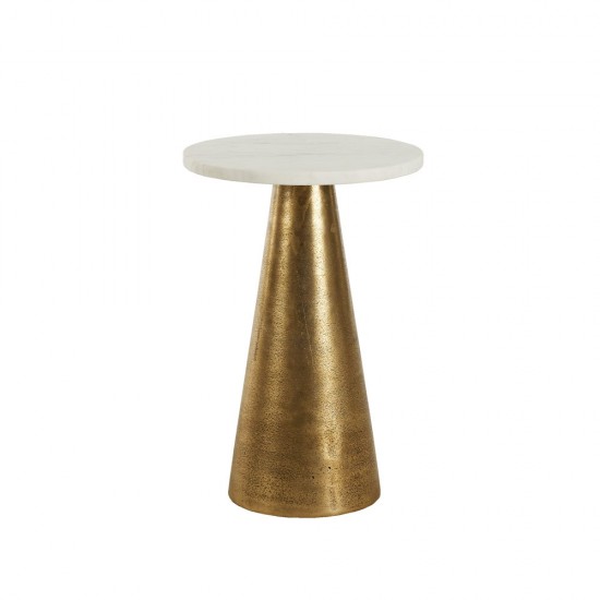 CONO COFFEE TABLE ΛΕΥΚΟ ANTIQUE BRASS D29xH43cm