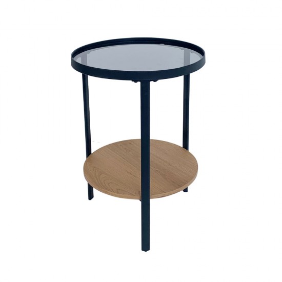 ACCORDO SIDE TABLE ΦΙΜΕ ΦΥΣΙΚΟ ΜΑΥΡΟ D40xH60cm