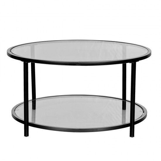 MOON COFFEE TABLE ΔΙΑΦΑΝΟ ΜΑΥΡΟ 80x80xH42cm