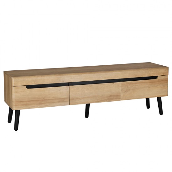 GRIF TV STAND ΦΥΣΙΚΟ ΜΑΥΡΟ 160x40xH50cm