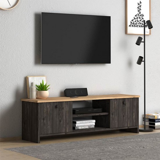 Έπιπλο τηλεόρασης Cube μελαμίνης χρώμα pine - industrial grey 120x30x40εκ.