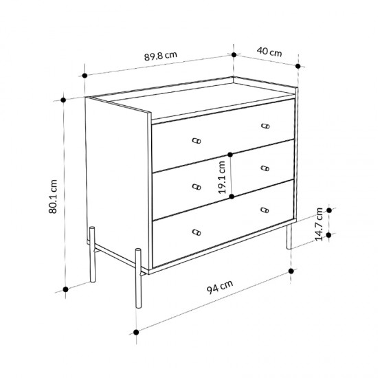 Συρταριέρα Malta χρώμα sapphire oak 94x40x80,1εκ.