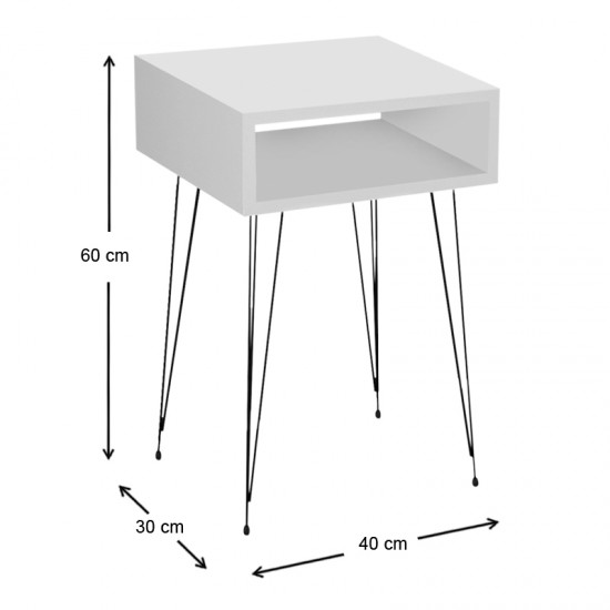 Κομοδίνο μελαμίνης Scott χρώμα λευκό 40x30x60εκ.