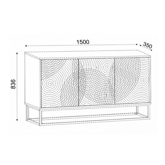 Μπουφές μελαμίνης Themis χρώμα μαύρο - sapphire oak 150x35x83,6εκ.