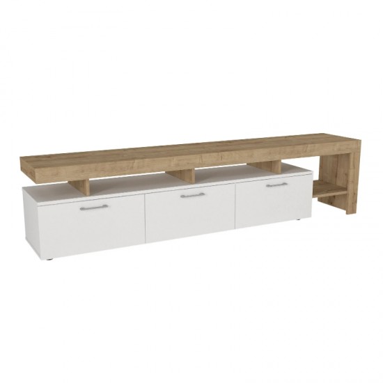 Έπιπλο τηλεόρασης Acnes χρώμα λευκό - sapphire oak 220x40x52εκ.