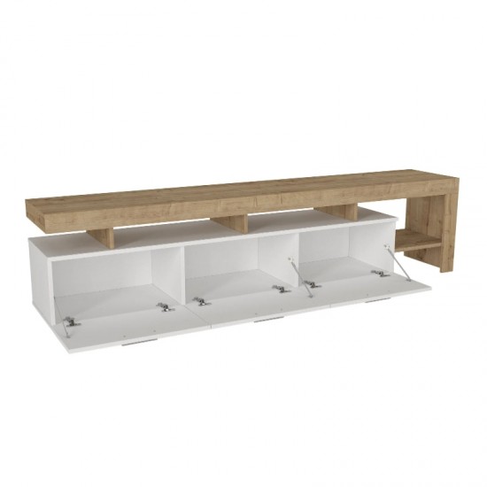 Έπιπλο τηλεόρασης Acnes χρώμα λευκό - sapphire oak 220x40x52εκ.