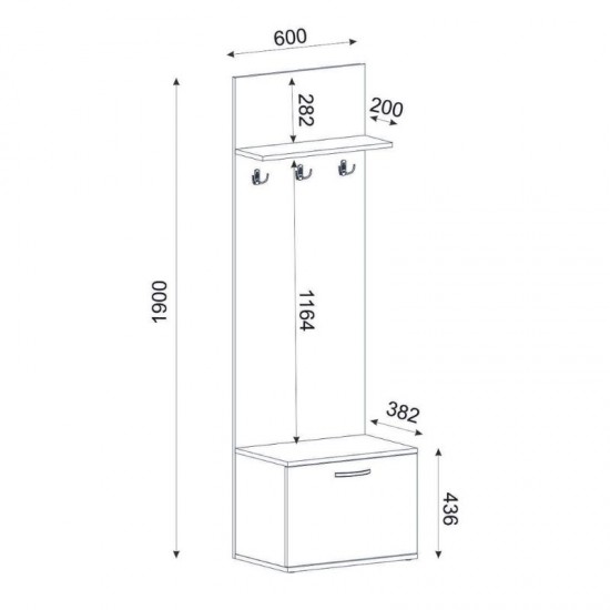 Έπιπλο εισόδου Track χρώμα sapphire oak 60x38,2x190εκ.