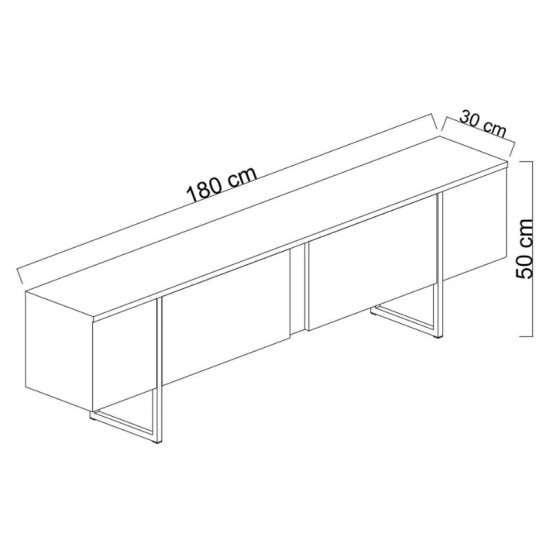 Έπιπλο τηλεόρασης Luxe χρώμα travertine - χρυσό 180x30x50εκ.