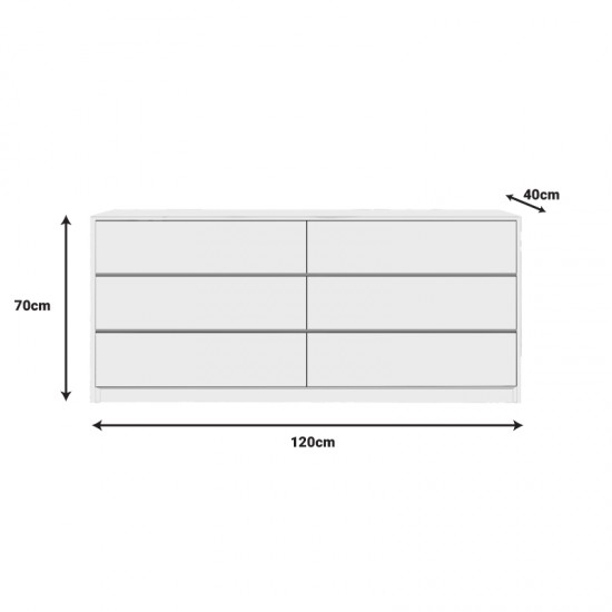 Συρταριέρα Kuanger mdf σε λευκή απόχρωση 120x40x70εκ