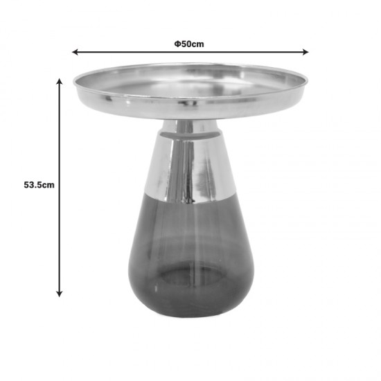 Βοηθητικό τραπέζι Kunlo χρυσό χρώμιο-μαύρο γυαλί Φ50x53.5εκ