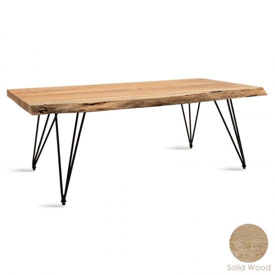 Τραπέζι σαλονιού Rich μασίφ ξύλο 4εκ καρυδί-πόδι μαύρο 130x69x46εκ