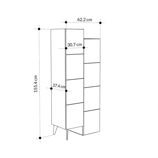 Ντουλάπι-στήλη Romane μόκα 62.2x37.4x155.4εκ