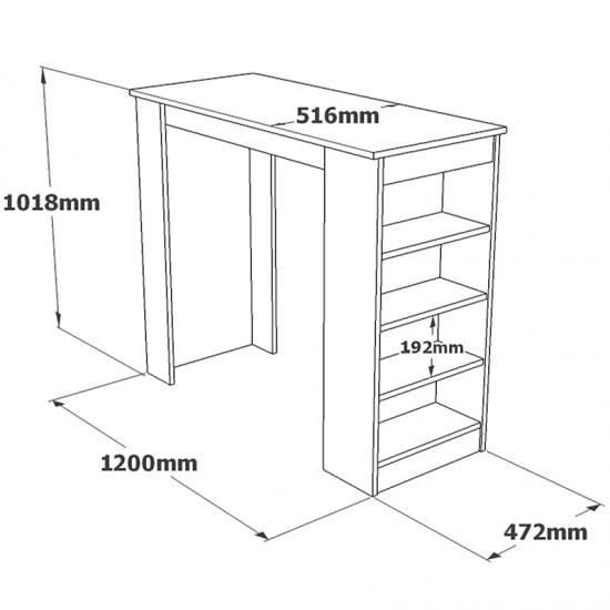 Τραπέζι μπαρ Riff λευκό-sonoma 120x51.5x101.5εκ