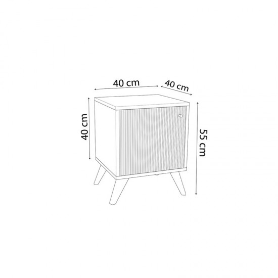 Κομοδίνο Flipter pakoworld μελαμίνης oak-μαύρο 40x40x55εκ