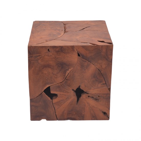 Σκαμπό Boxy φυσικό μασίφ ξύλο teak 40x40x40εκ