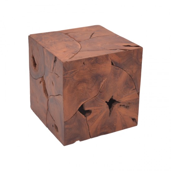 Σκαμπό Boxy φυσικό μασίφ ξύλο teak 40x40x40εκ