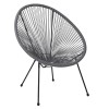 ACAPULCO Πολυθρόνα Μέταλλο Βαφή Μαύρο, Rattan Γκρι 73x76x89cm