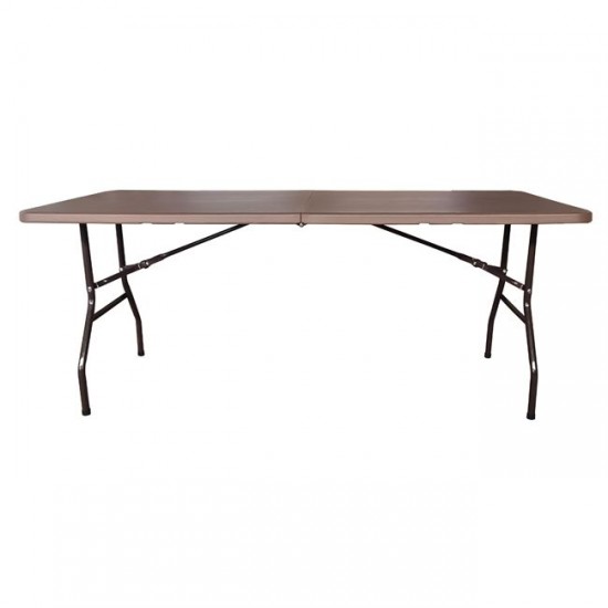 BLOW Τραπέζι  Συνεδρίου - Catering Πτυσσόμενο (Βαλίτσα), HDPE Καφέ, Μέταλλο Βαφή Μαύρο 180x74x74cm