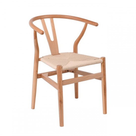 LIMA Καρέκλα Στοιβαζόμενη, Ξύλο Απόχρωση Φυσικό, Κάθισμα Paper Rope Φυσικό 56x52x76cm