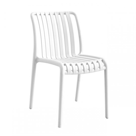MODA Καρέκλα Στοιβαζόμενη PP - UV Protection, Απόχρωση Άσπρο 47x60x80cm