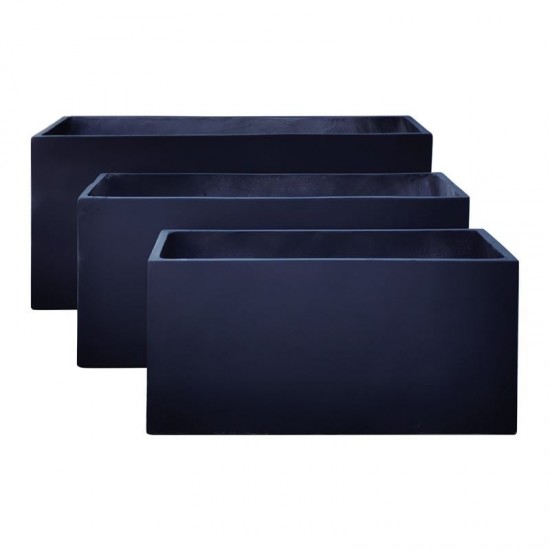 FLOWER POT-12 Set 3 τεμαχίων:80x40x40cm+100x45x45cm +122x55x55 Απόχρωση Dark Grey