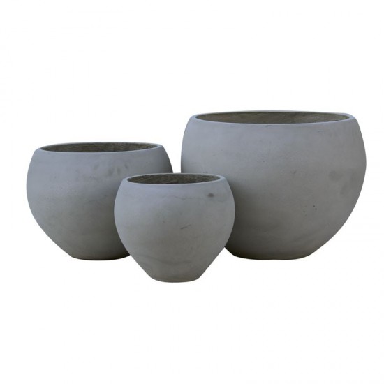 FLOWER POT-5 SET 3ΤΕΜΑΧΙΩΝ CEMENT GREY Φ32x26-Φ43x32-Φ55x40cm