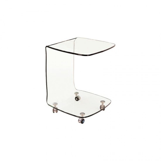 GLASSER Trolley Τραπεζάκι Βοηθητικό, Διάφανο Γυαλί 10mm (Συσκ.2) 45x45x60cm