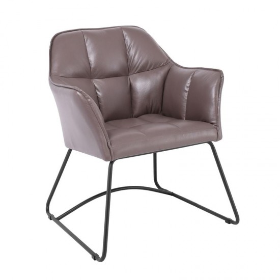 POLLY Πολυθρόνα Μέταλλο Βαφή Μαύρο, Ύφασμα Suede Cappuccino 67x64x82cm