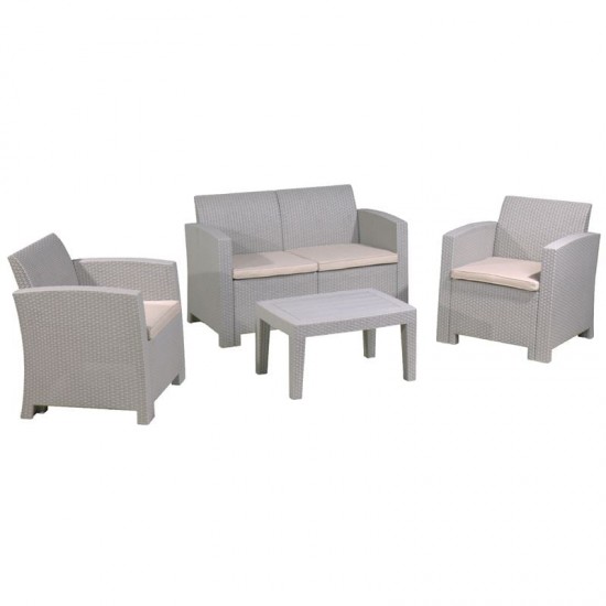 SAVANNA SET PP SAND GREY, ΜΑΞΙΛΑΡΙΑ ΜΠΕΖ (Τραπεζάκι +2-θέσιος +2 Πολυθρόνα )