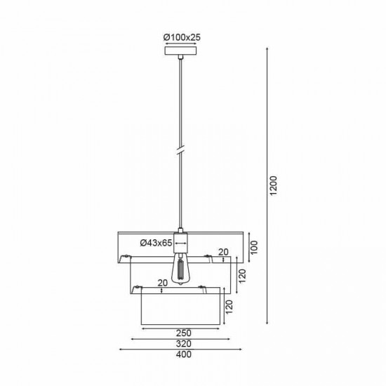 ΚΡΕΜΑΣΤΟ Φ/Σ 1ΧΕ27 ΑΣΗΜΙ+ΜΑΥΡΟ ΜΕΤΑΛΛΙΚΟ D40XH120CM