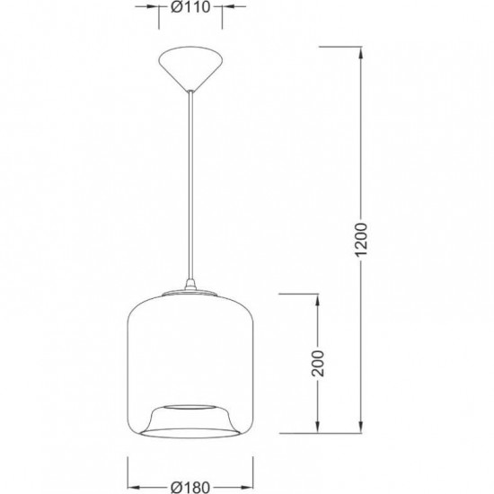 ΚΡΕΜΑΣΤΟ ΚΕΧΡΙΜΠΑΡΙ ΓΥΑΛΙ Φ18cm 1χ40W E27