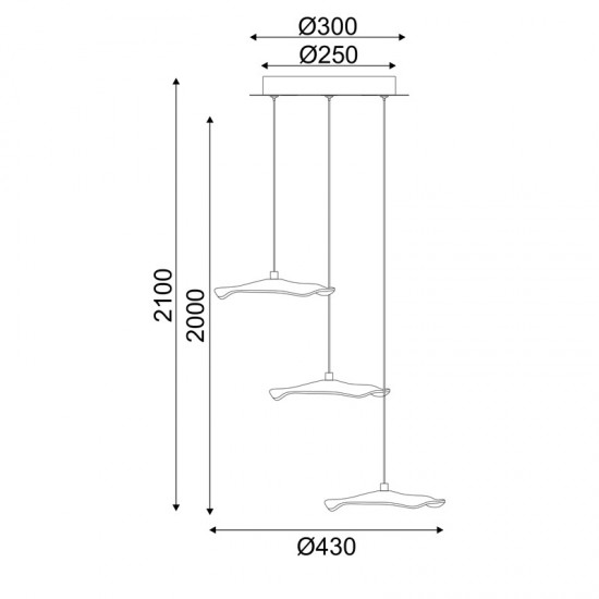 FLOWER ΚΡΕΜΑΣΤΟ 3ΦΩΤΟ ΦΩΤΙΣΤΙΚΟ LED D43xH210CM