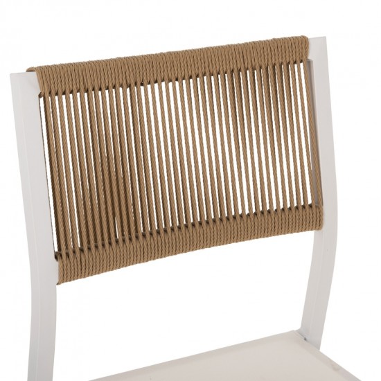 ΚΑΡΕΚΛΑ ΑΛΟΥΜΙΝΙΟΥ ΛΕΥΚΗ ΜΠΕΖ RATTAN & TEXTLINE 46x55,5x83 εκ.