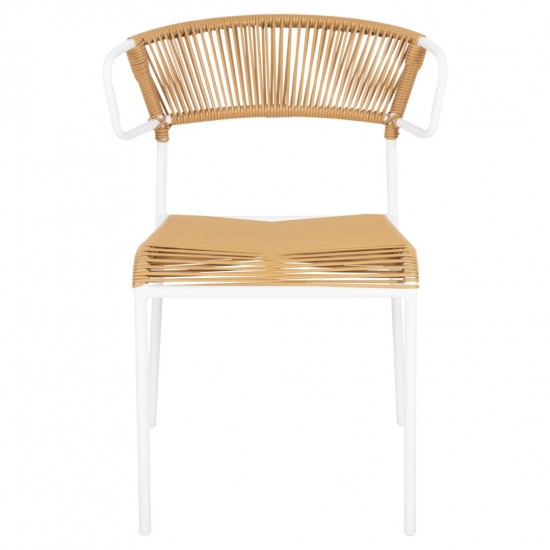 ΚΑΡΕΚΛΑ SUKI ΜΕΤΑΛΛO ΛΕΥΚΟ KAI ΣΥΝΘ. RATTAN ΣΕ ΦΥΣΙΚΟ 54x62x80Υεκ