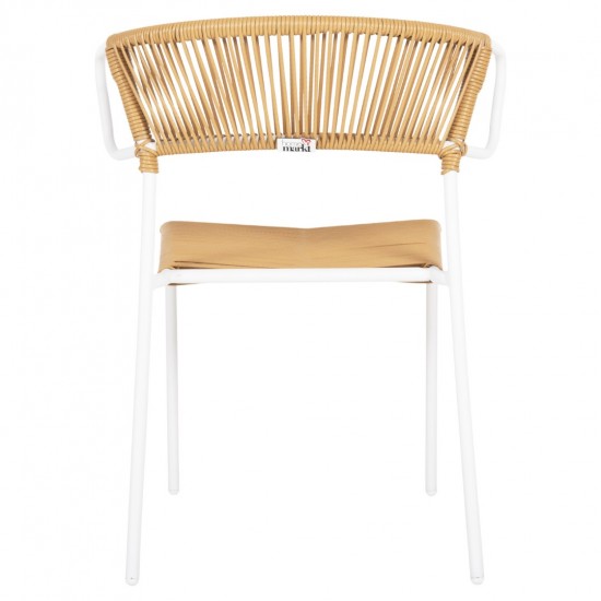 ΚΑΡΕΚΛΑ SUKI ΜΕΤΑΛΛO ΛΕΥΚΟ KAI ΣΥΝΘ. RATTAN ΣΕ ΦΥΣΙΚΟ 54x62x80Υεκ