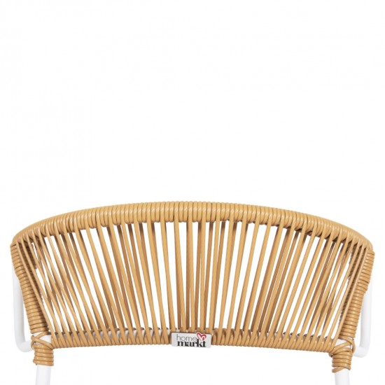 ΚΑΡΕΚΛΑ SUKI ΜΕΤΑΛΛO ΛΕΥΚΟ KAI ΣΥΝΘ. RATTAN ΣΕ ΦΥΣΙΚΟ 54x62x80Υεκ