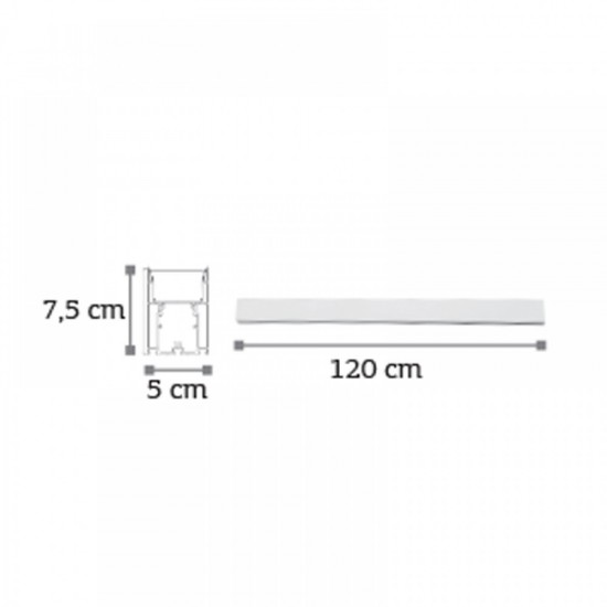 Γραμμικό Φωτιστικό Οροφής/Κρεμαστό LED Αλουμινίου Λευκό 120cm
