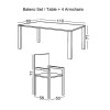 BALENO Set Τραπεζαρία Κήπου: Τραπέζι 110x60cm + 4 Πολυθρόνες Μέταλλο Καφέ - Wicker Brown