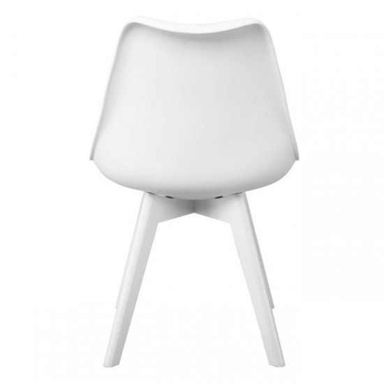MARTIN Καρέκλα Ξύλο Άσπρο, PP Άσπρο Μονταρισμένη Ταπετσαρία 49x57x82cm