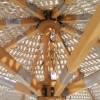 ΟΜΠΡΕΛΑ Ξύλινη - Οξιά Πλεκτό Μακραμέ Μπεζ 250x250cm H2,8m
